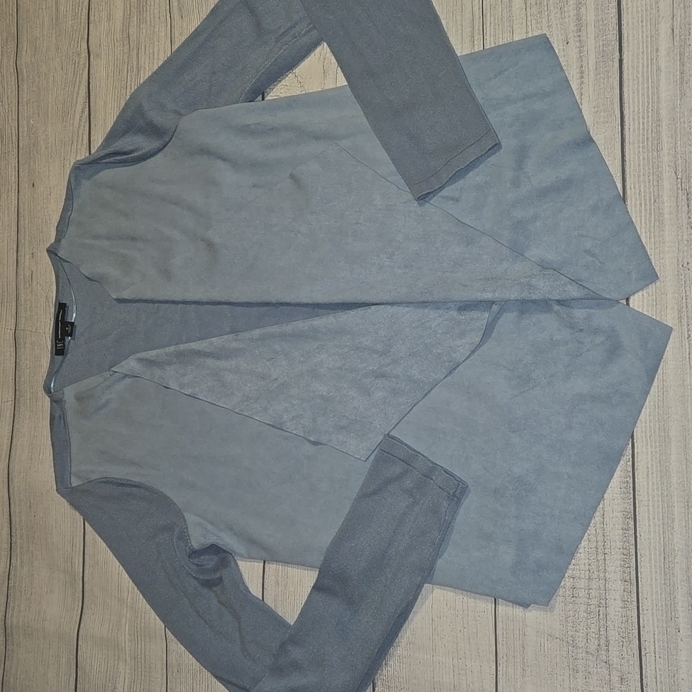 INC International Concepts Faux Suede Open Front Cardigan Light Blue Size M